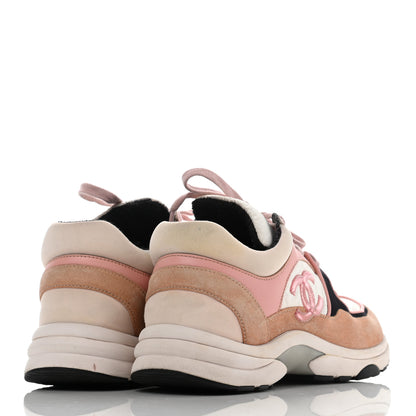 Chanel Nylon Lambskin Suede Calfskin CC Sneakers 36.5 Pink 4 of 21