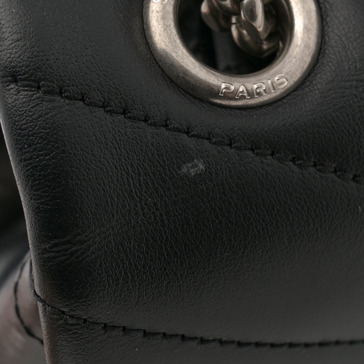 Calfskin Y Quilted Monogram Medium Loulou Chain Satchel Black