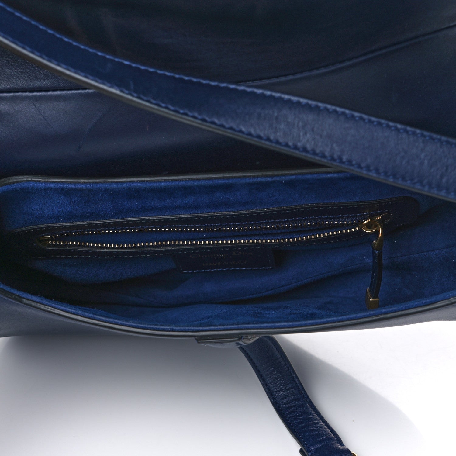 Christian Dior Calfskin Saddle Bag Blue 4 of 15