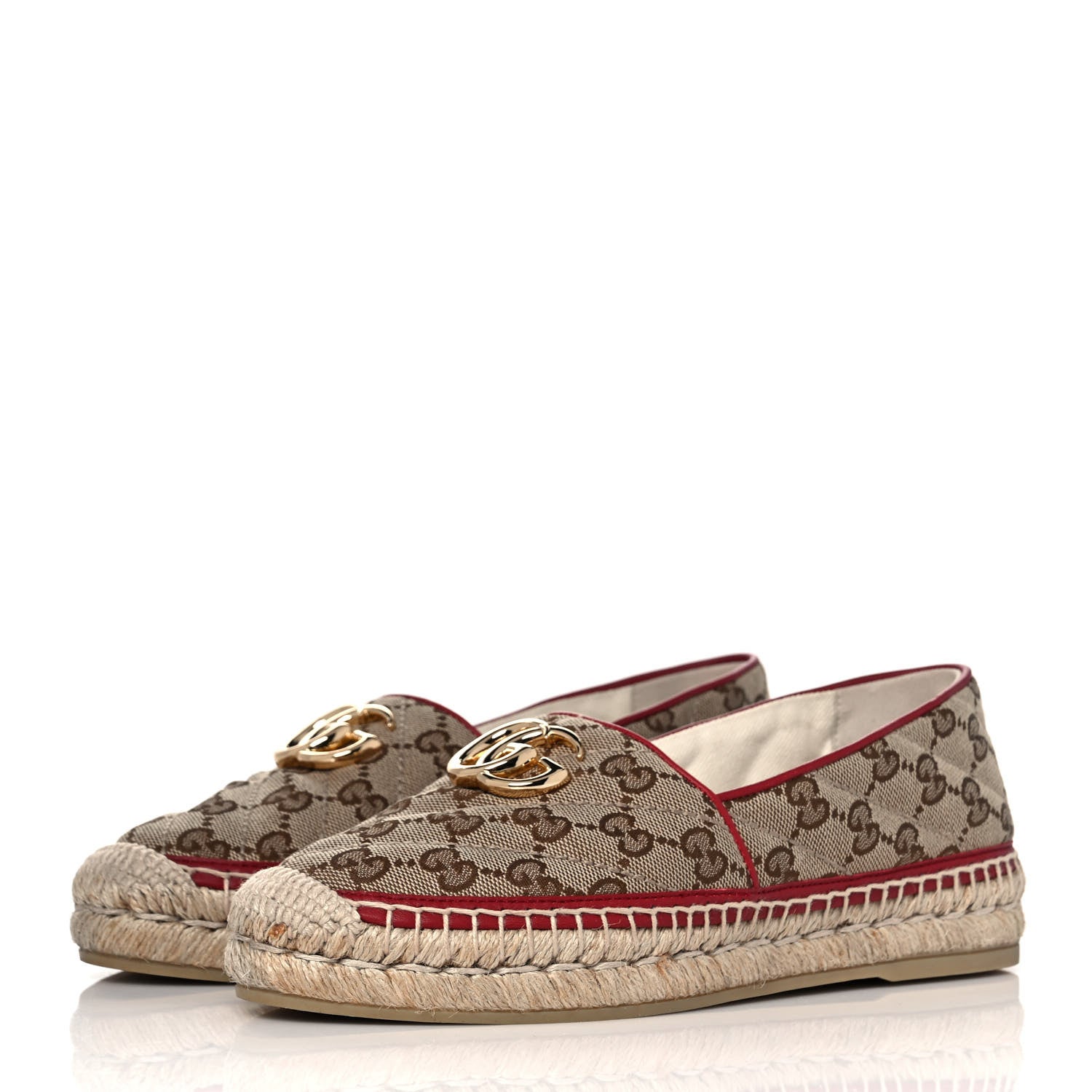 Gucci Monogram Matelasse Diagonal GG Marmont Espadrilles 36 Beige New Cherry Red 3 of 9