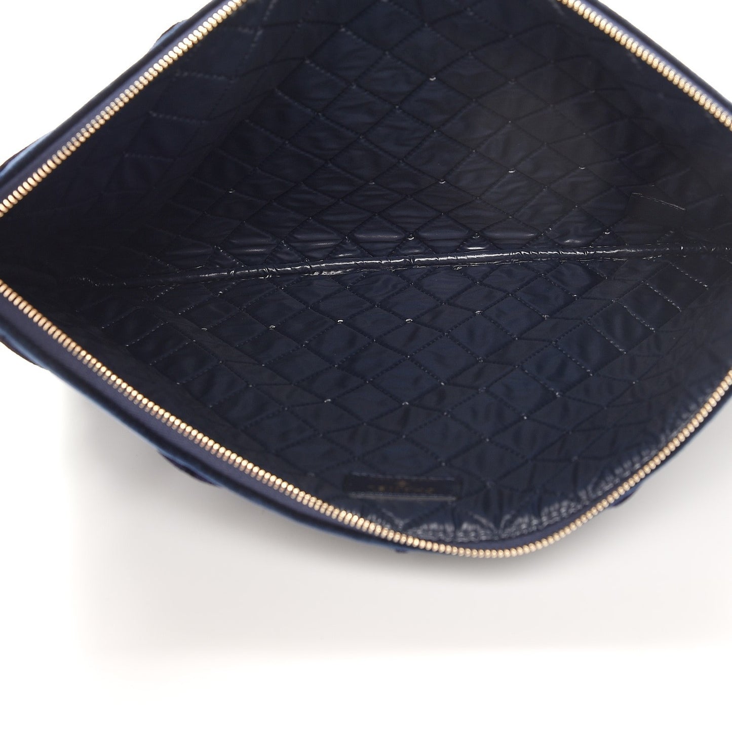 Velvet Quilted Large Cosmetic Case Navy