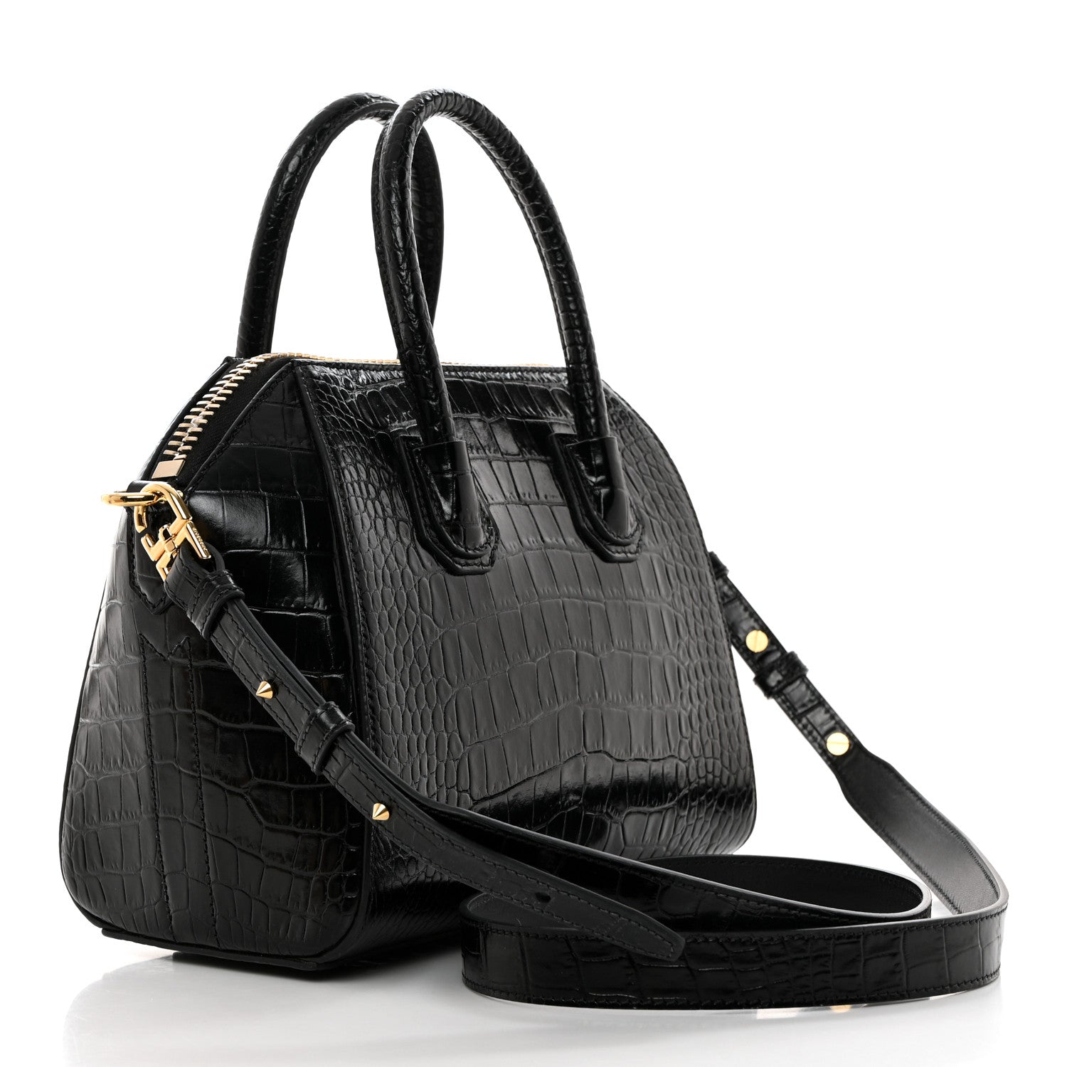 Givenchy Calfskin Crocodile Embossed Mini Antigona Black 2 of 10