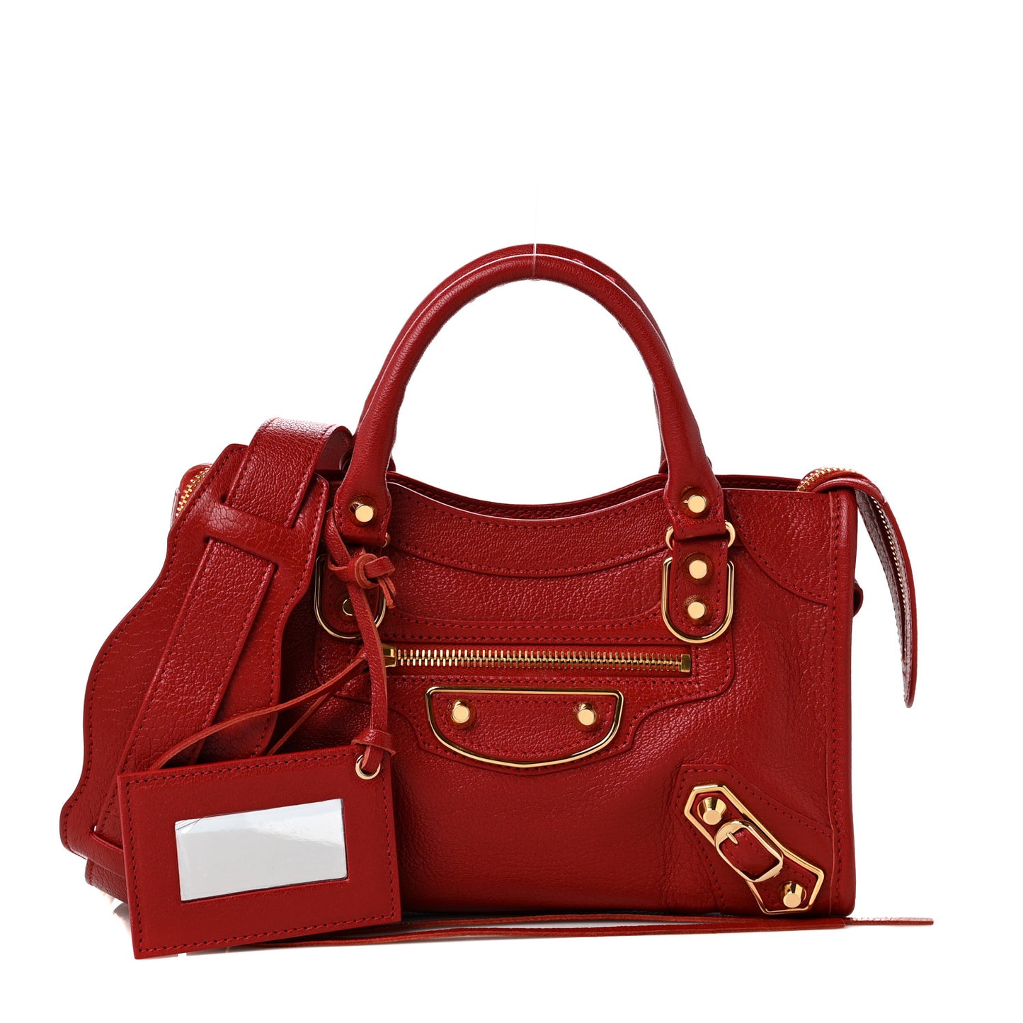 Chevre Gold Metallic Edge Hardware Mini City Rouge Groseille