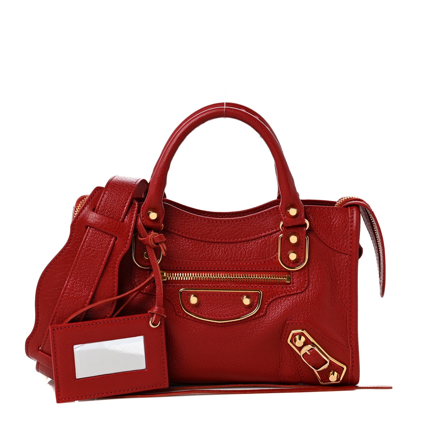Balenciaga Chevre Gold Metallic Edge Hardware Mini City Rouge Groseille 1 of 9