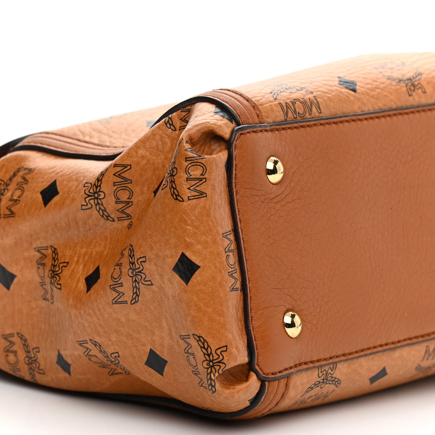 MCM Visetos Top Handle Satchel Cognac 8 of 11