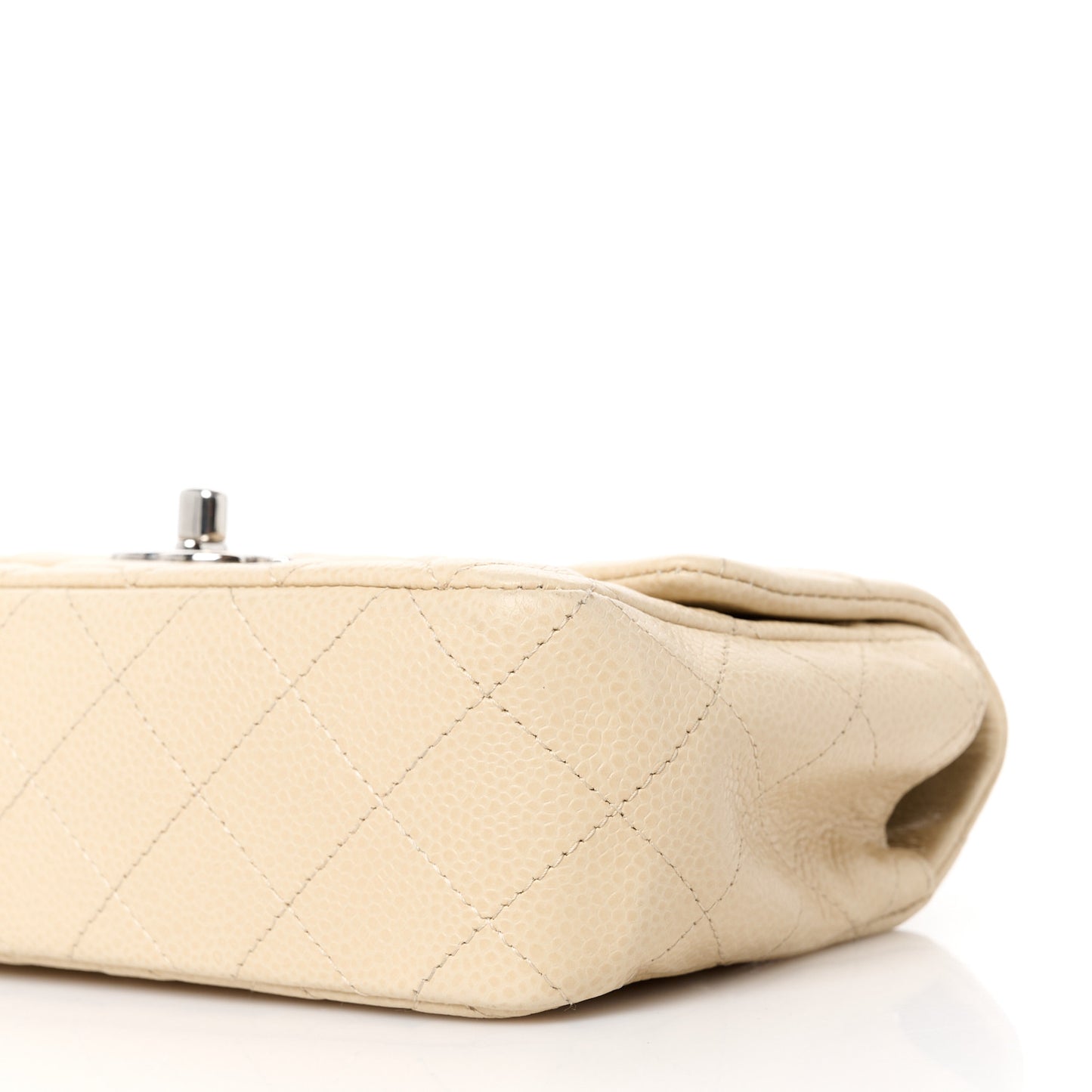 Caviar Quilted Mini Rectangular Flap Light Beige