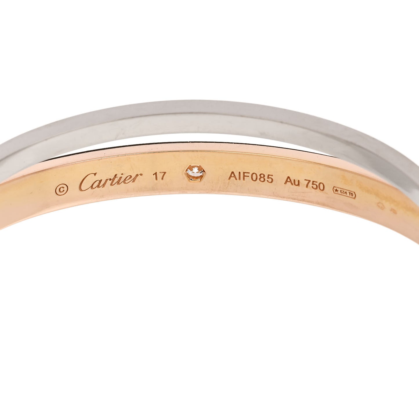 18K Pink White Gold 12 Diamond Double LOVE Bracelet 17