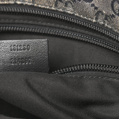 Gucci Crystal Monogram Medium Web Handle Bucket Tote Black 7 of 12