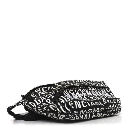 Balenciaga Nylon Wave Logo Print Wheel Beltpack Black White 5 of 18
