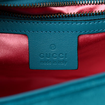 Gucci Velvet Matelasse Small GG Marmont Shoulder Bag Pavone Cyan 6 of 13