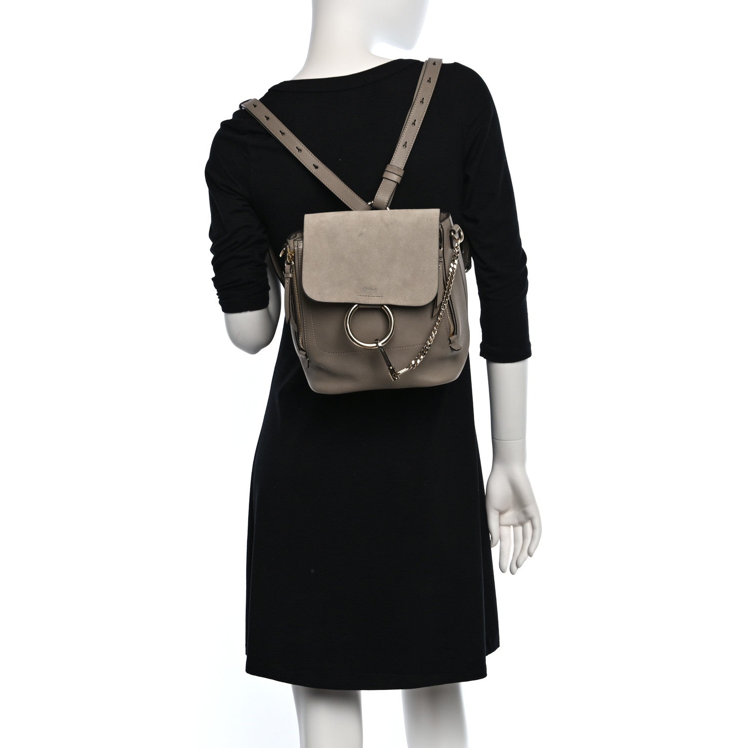 Chloe Suede Calfskin Small Faye Backpack Motty Grey 2 of 11