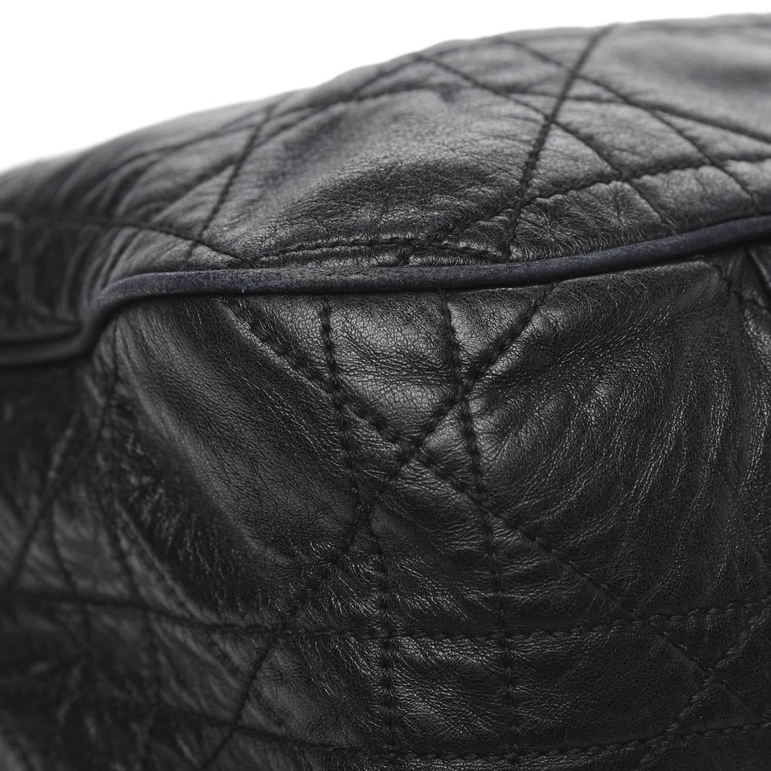 Christian Dior Lambskin Cannage Drawstring Bag Black 9 of 16