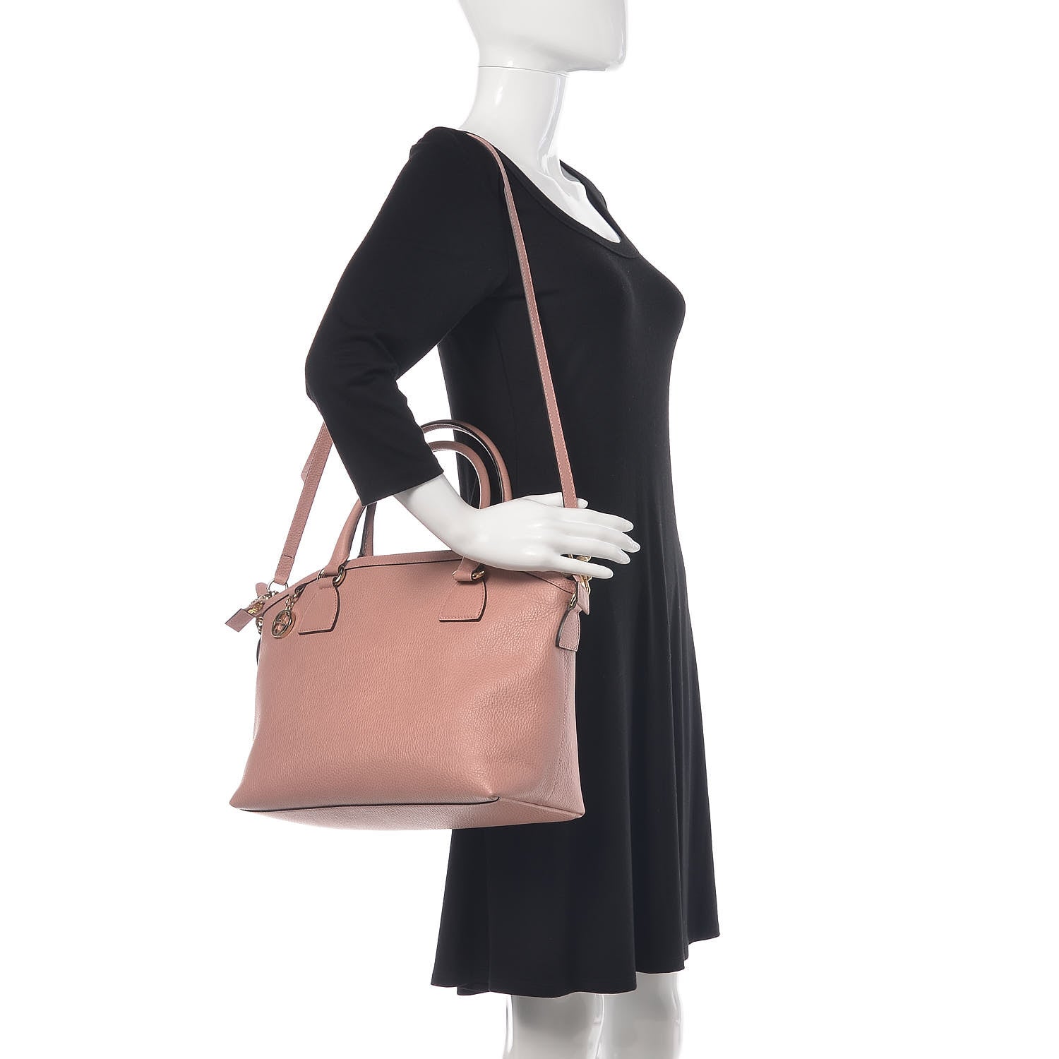 Gucci Dollar Calfskin GG Charm Dome Satchel Soft Pink 2 of 10