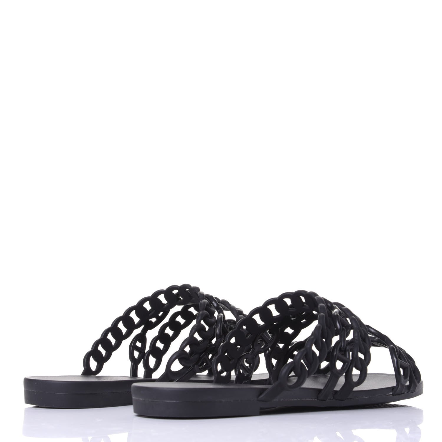Hermes Rubber Chaine d'Ancre Nude Sandals 37 Black 4 of 10
