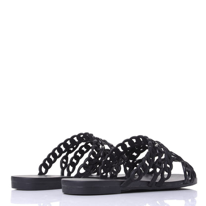 Hermes Rubber Chaine d'Ancre Nude Sandals 37 Black 4 of 10