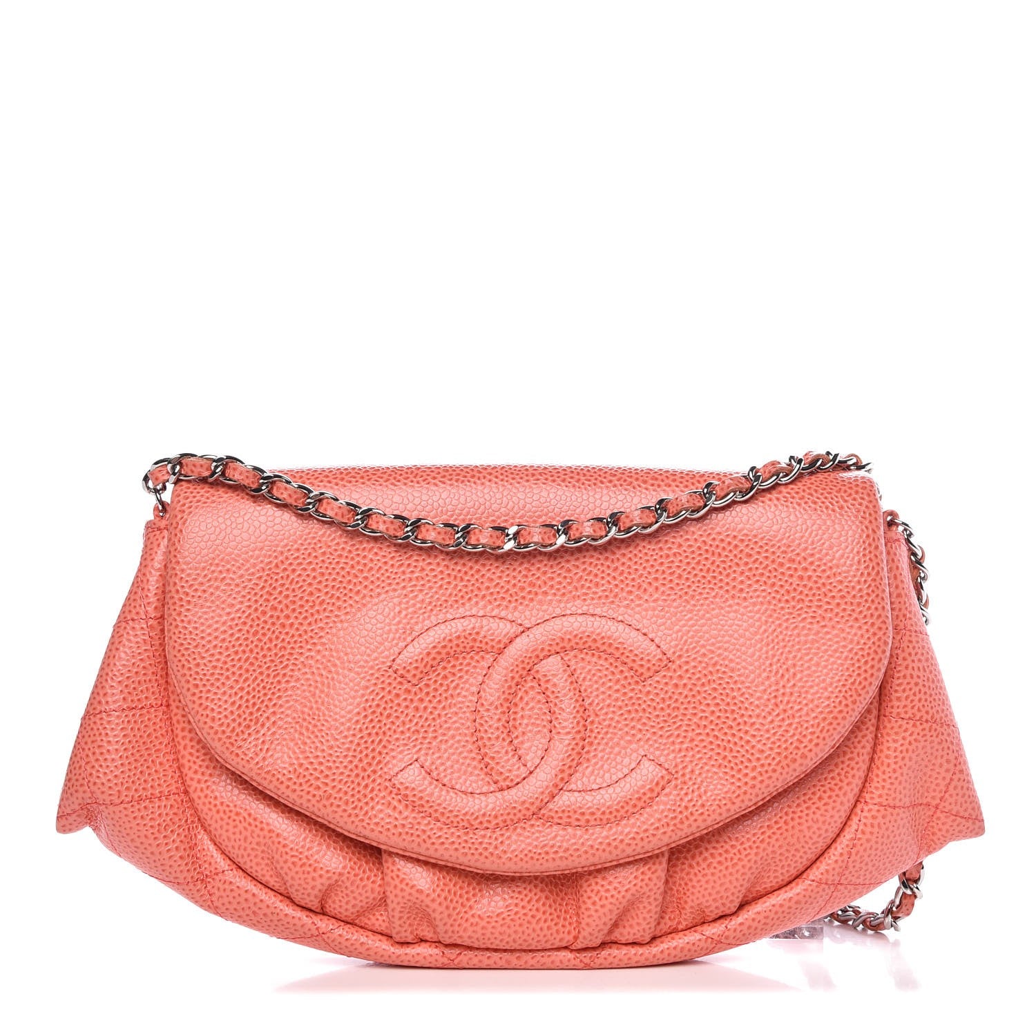 Chanel Caviar Half Moon Wallet On Chain WOC Coral 1 of 8
