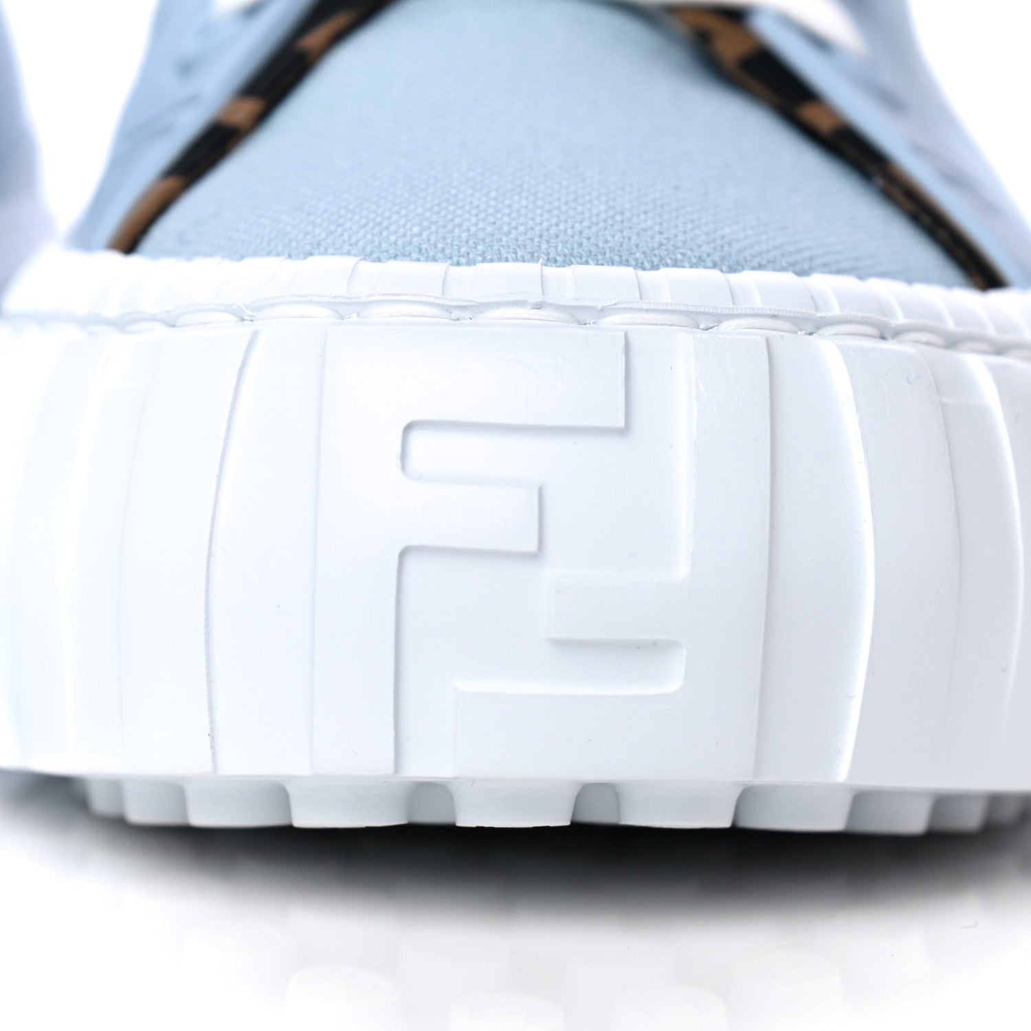 Fendi Canvas Lycra TPU FF Womens Fendi Force Low Top Sneakers 39 Sky Tobacco Black 9 of 11