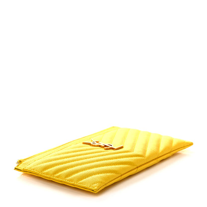 Saint Laurent Grain De Poudre Chevron Monogram Bill Pouch Mimosa 7 of 9