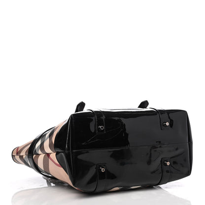 Burberry Patent Supernova Check Medium Denham Tote Black 3 of 4