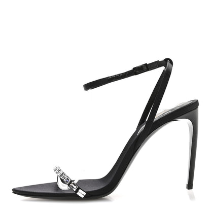 Saint Laurent Crepe Satin Crystal New Nuit 90 Ankle Strap Sandals 36.5 Black 1 of 9