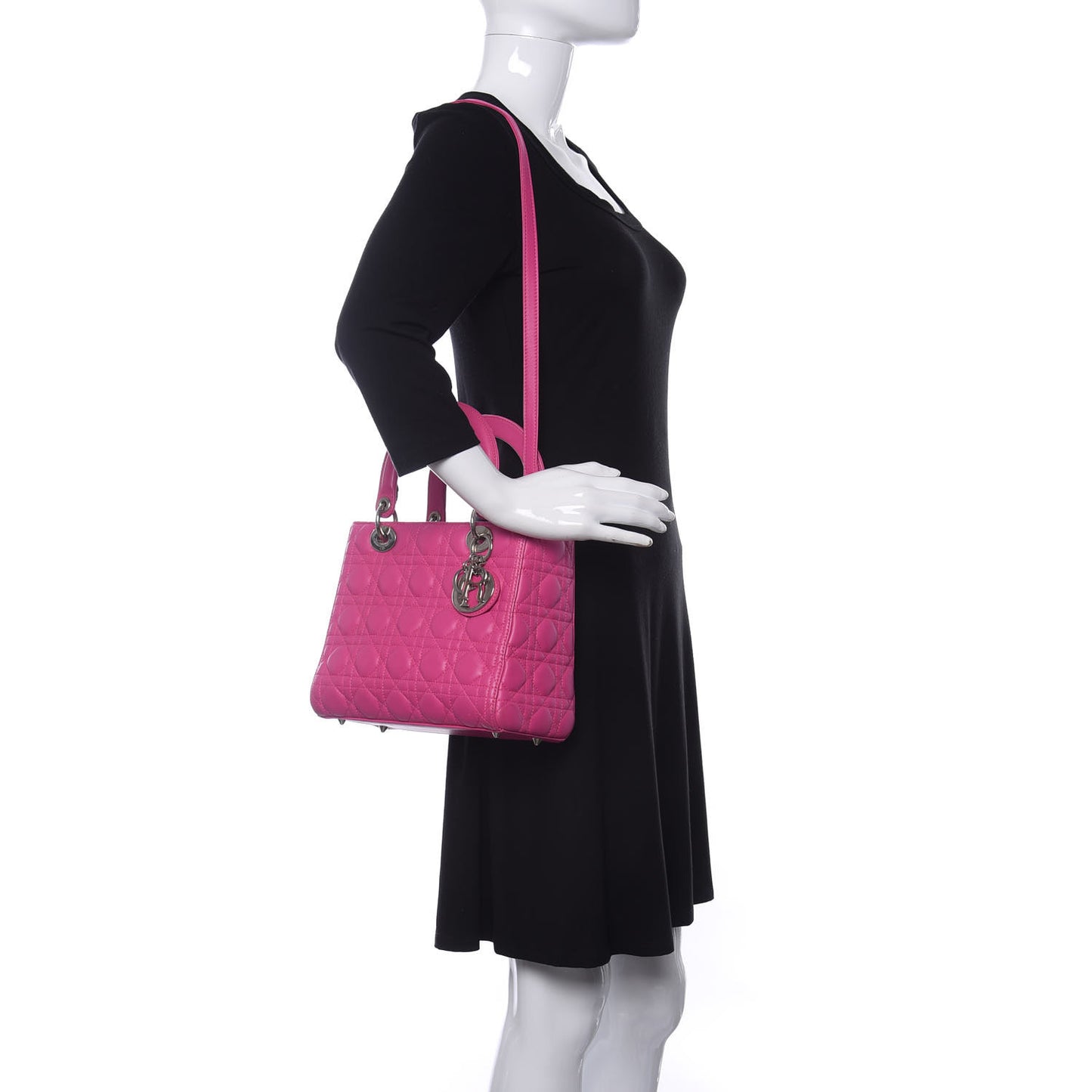 Lambskin Cannage Medium Lady Dior Pink