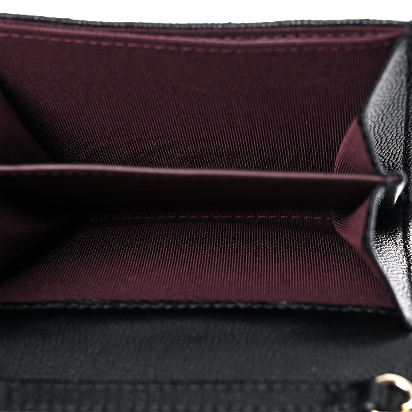 Caviar Quilted Flap Card Holder On Chain Black
