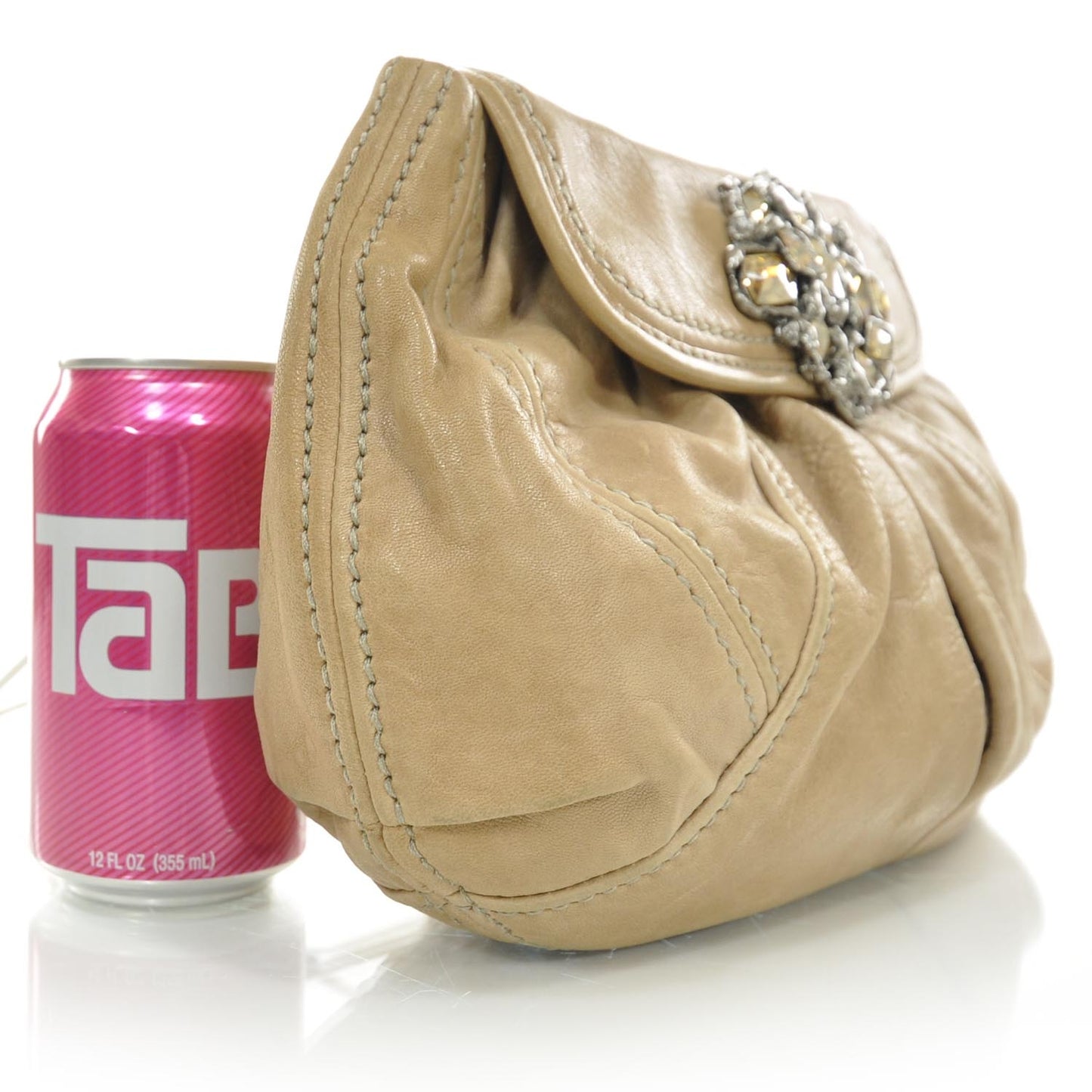 Wrinkled Leather Clutch Pink