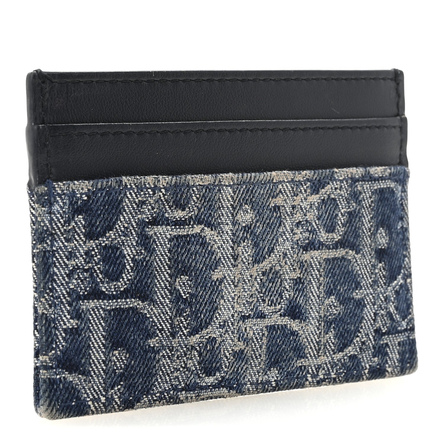 Christian Dior Denim Jacquard Oblique Calfskin 30 Montaigne Freesia Card Holder Blue 3 of 7