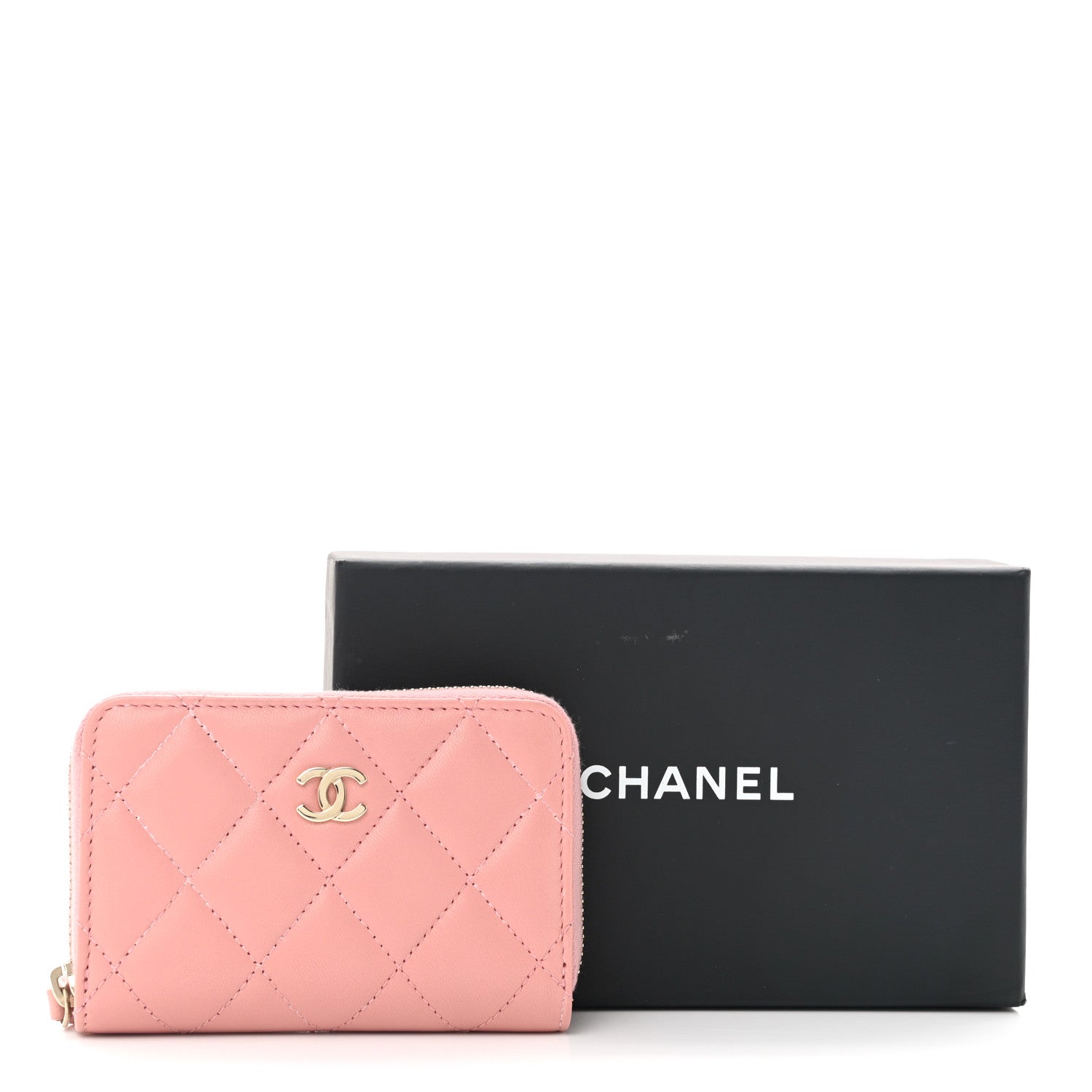 Chanel Lambskin Quilted Zip Around Coin Purse Light Pink 9 of 9