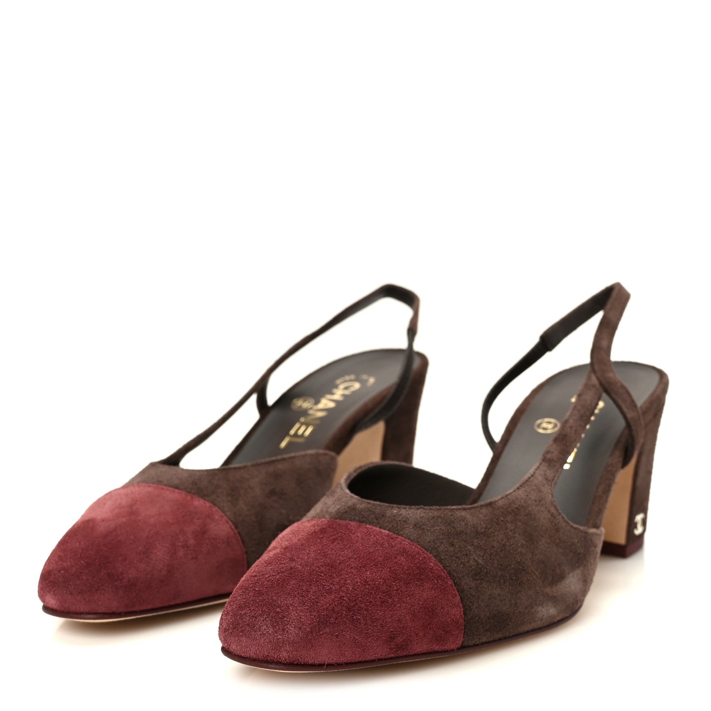 Laminated Crumpled Lambskin Grosgrain Cap Toe CC Ballerina Flats 39 Light Gold Black