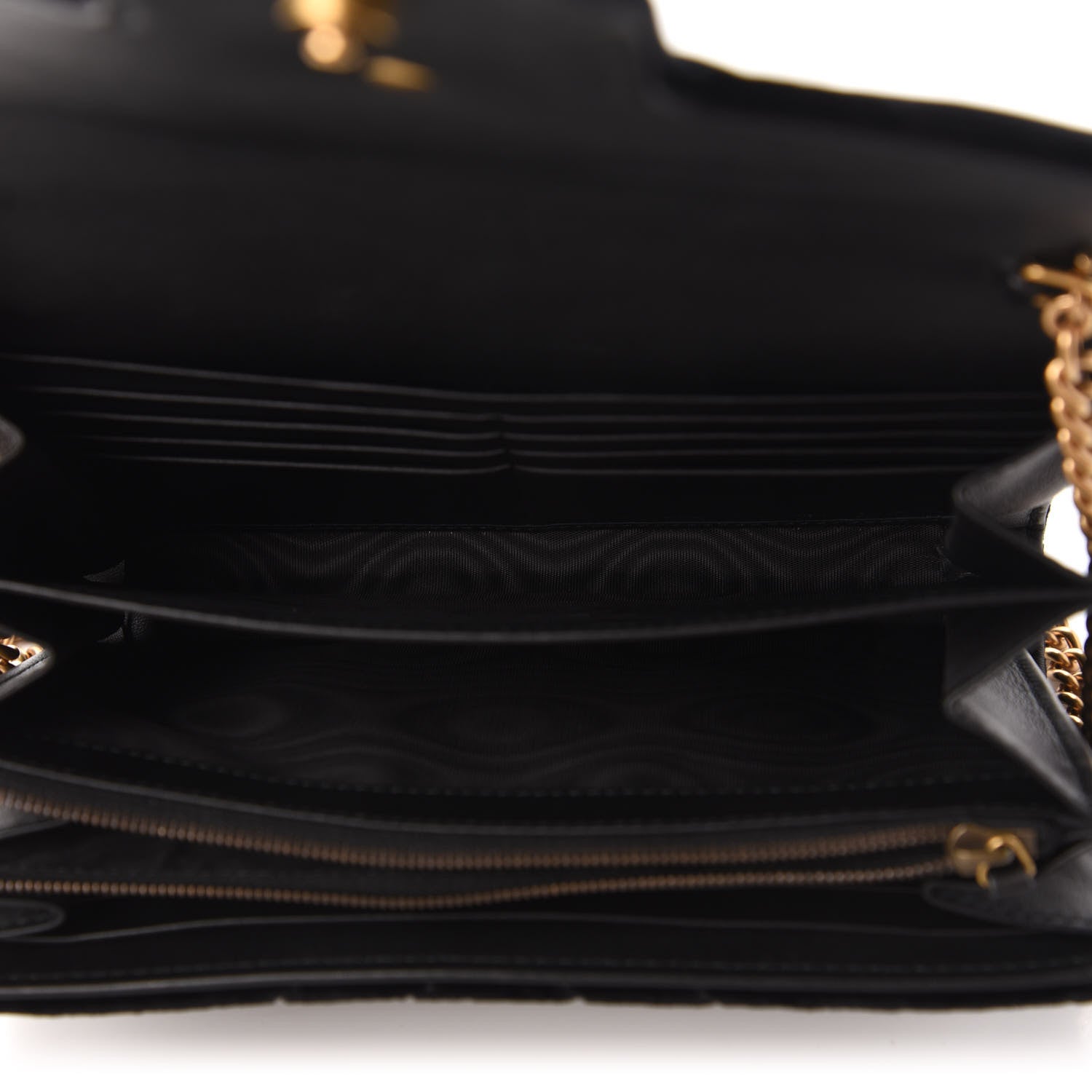 Gucci Velvet Matelasse GG Marmont Chain Wallet Black 5 of 9