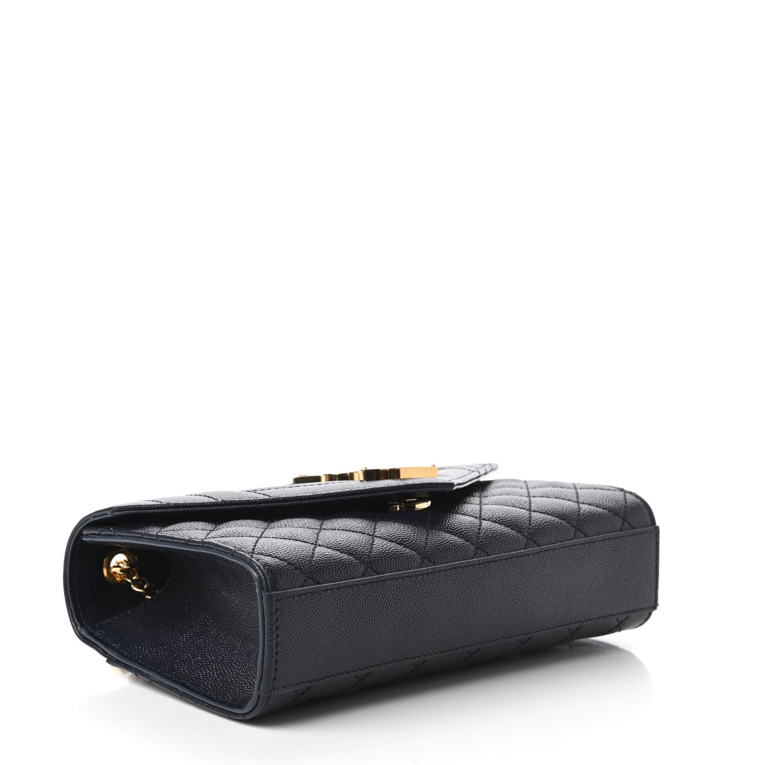 Saint Laurent Grain De Poudre Textured Mixed Matelasse Triquilt Small Monogram Satchel Navy Blue 4 of 9