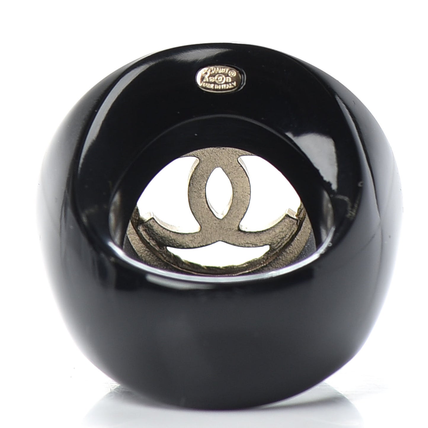 Enamel CC Paris Ring 6.5 Black