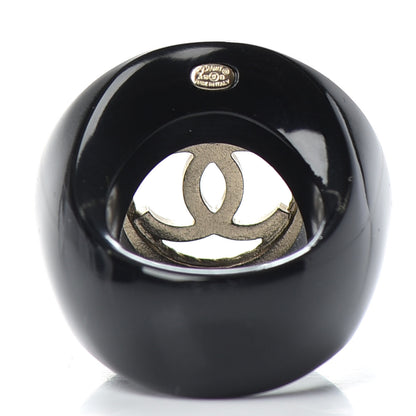 Chanel Enamel CC Paris Ring 6.5 Black 4 of 6