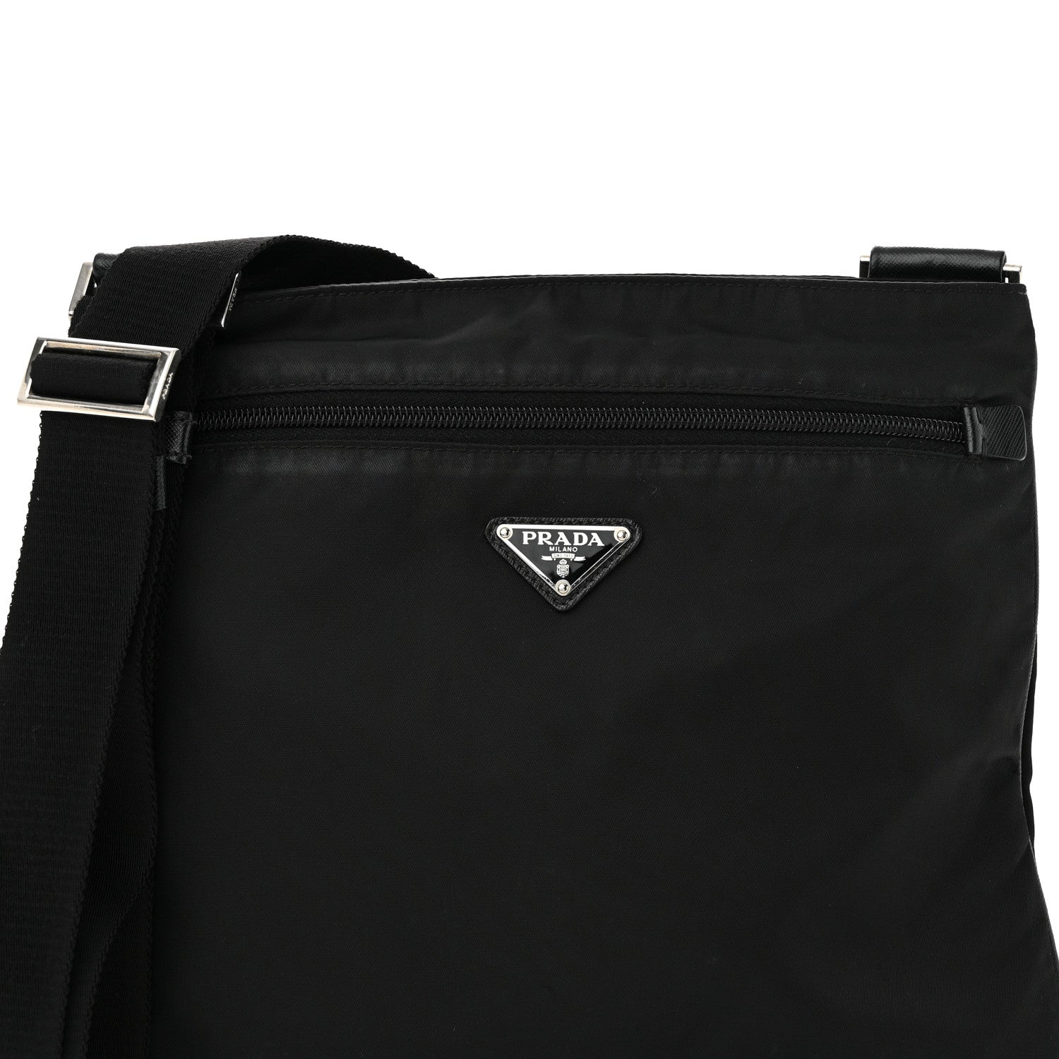 Prada Nylon Vela Flat Messenger Bag Black 7 of 10