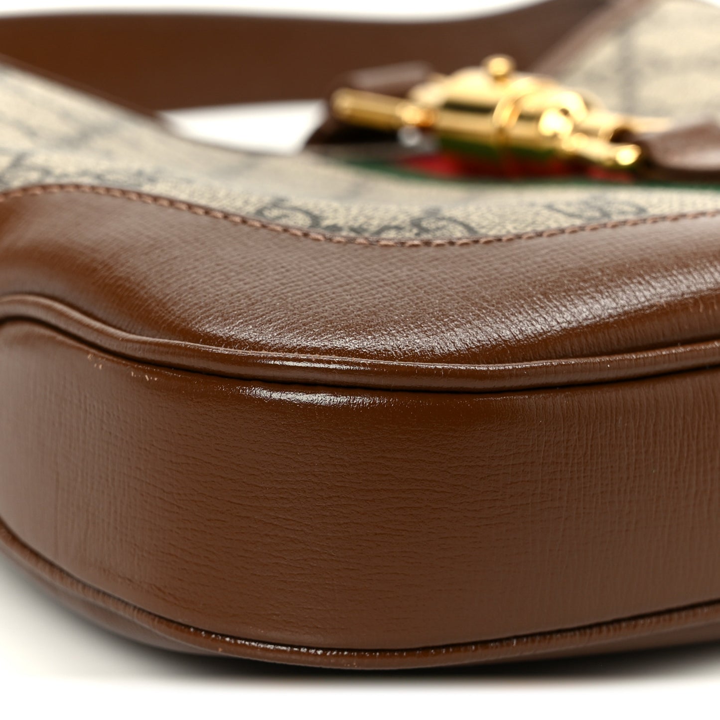 GG Supreme Monogram Azalea Calfskin Web Small Jackie 1961 Hobo Beige Ebony Brown Sugar Beige Ebony Brown Sugar