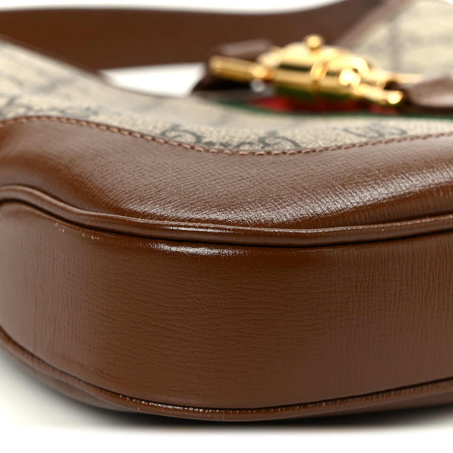 Gucci GG Supreme Monogram Azalea Calfskin Web Small Jackie 1961 Hobo Beige Ebony Brown Sugar Beige Ebony Brown Sugar 10 of 12