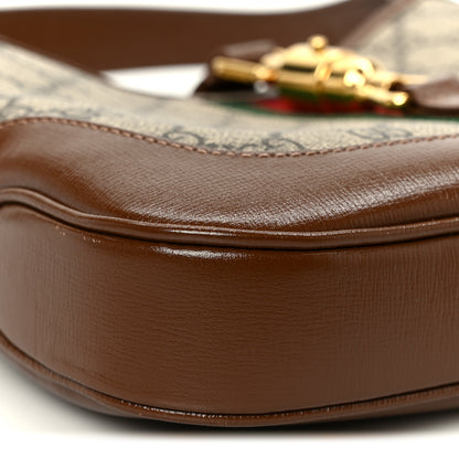 Gucci GG Supreme Monogram Azalea Calfskin Web Small Jackie 1961 Hobo Beige Ebony Brown Sugar Beige Ebony Brown Sugar 10 of 12