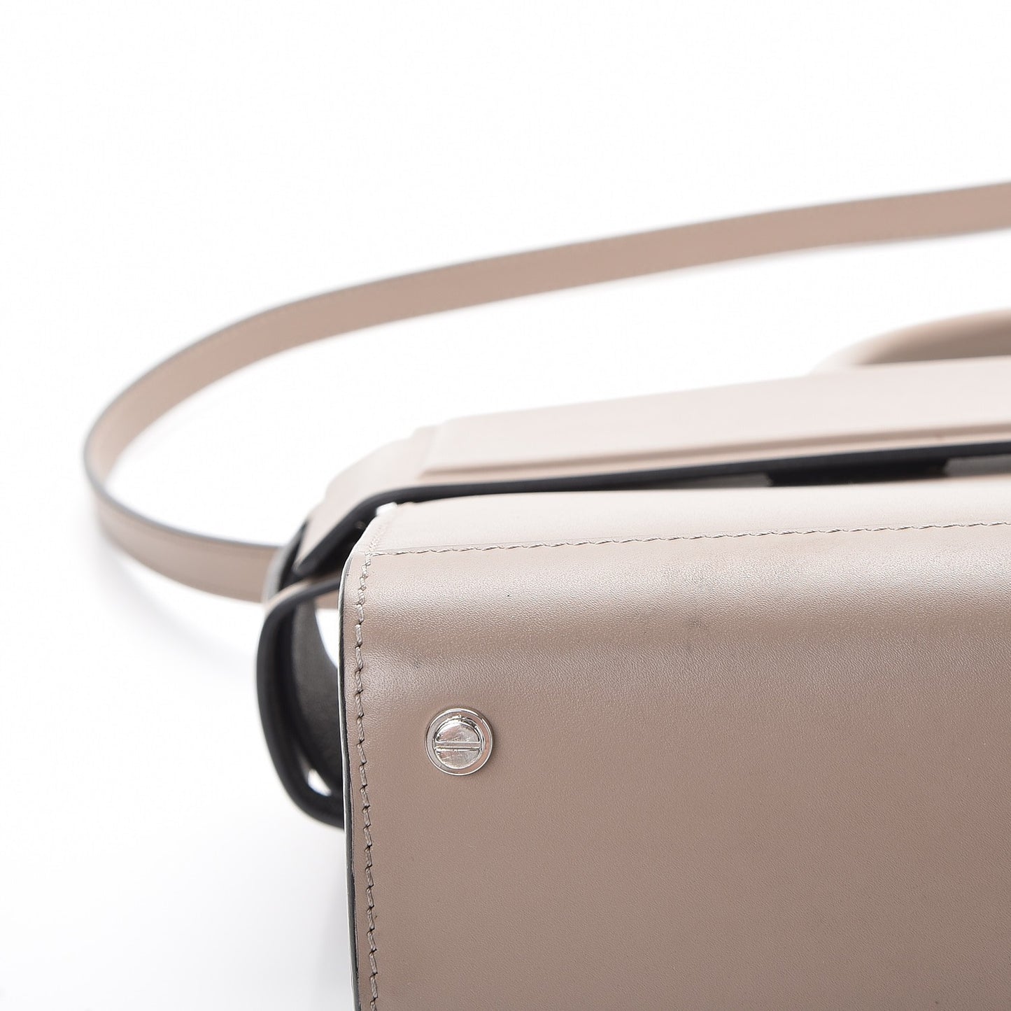 Smooth Calfskin Small Horizon Satchel Taupe Grey