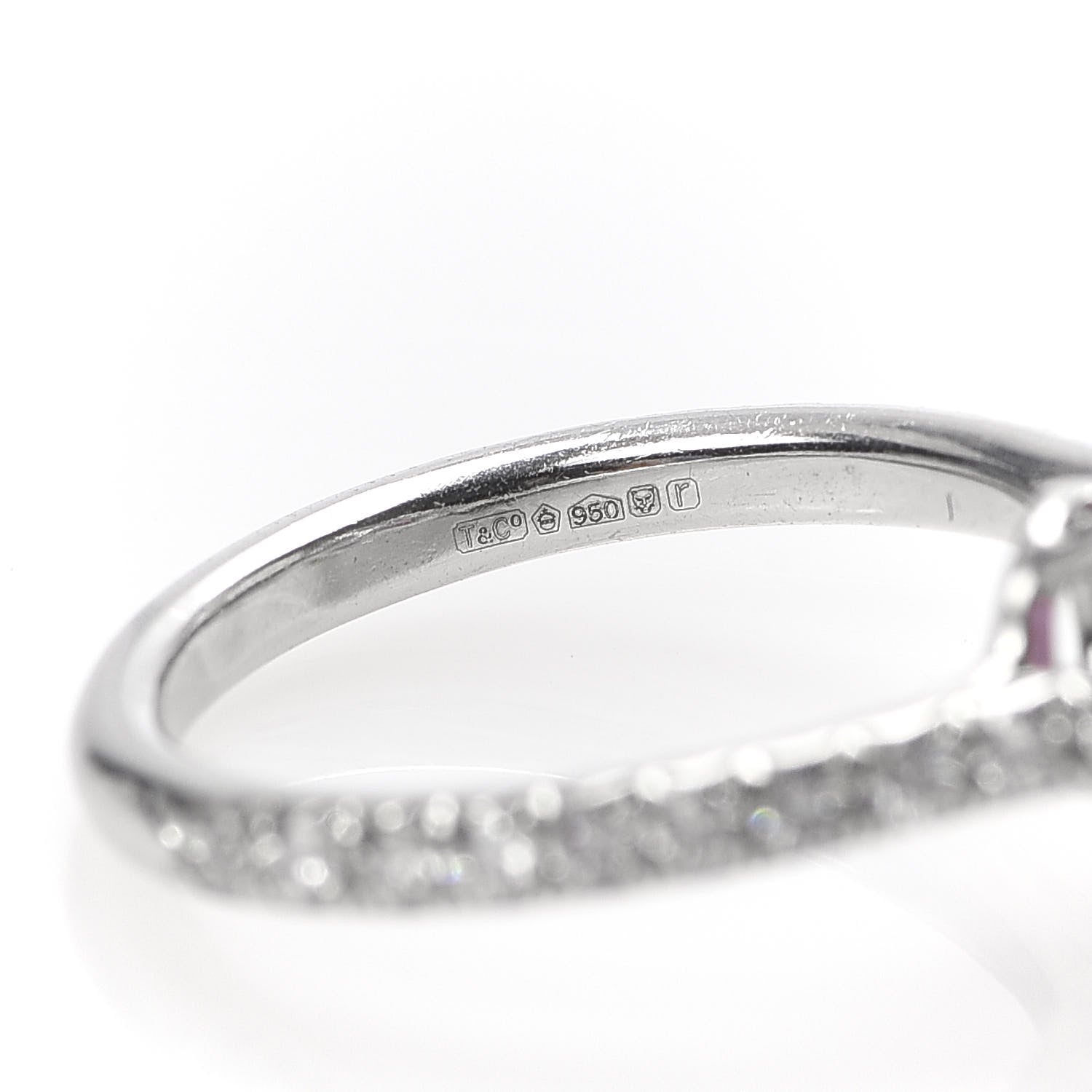 Tiffany Platinum Diamond Pink Sapphire Soleste Ring 45 3.25 5 of 6