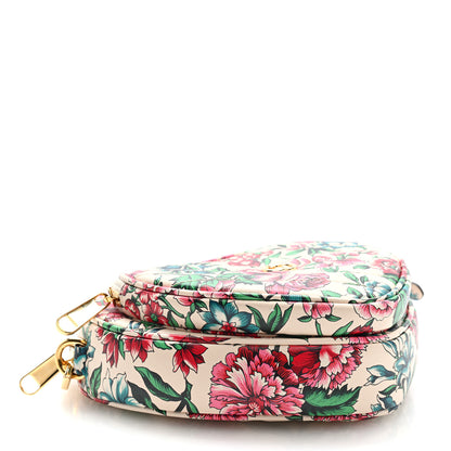 Gucci Calfskin Matelasse Diagonal Brit Roses Print Mini Interlocking G Heart Shoulder Bag White Multicolor 4 of 9