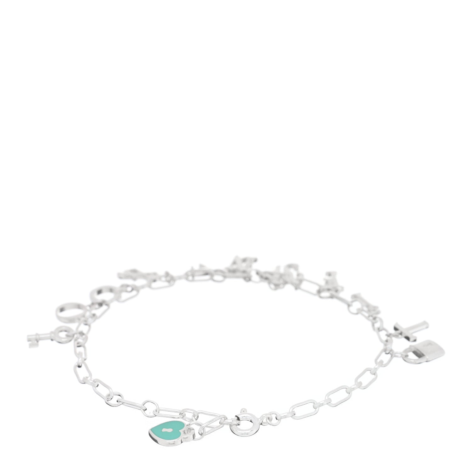Tiffany Sterling Silver Enamel Love Notes Logo Charm Bracelet Blue 2 of 3