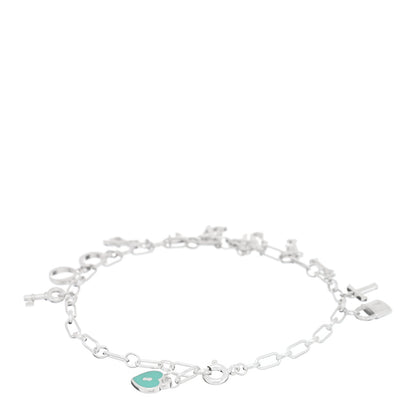 Tiffany Sterling Silver Enamel Love Notes Logo Charm Bracelet Blue 2 of 3