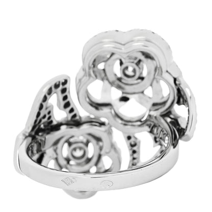 Chanel 18K White Gold Diamond Camelia Two Flower Ring 51 5.75 4 of 7
