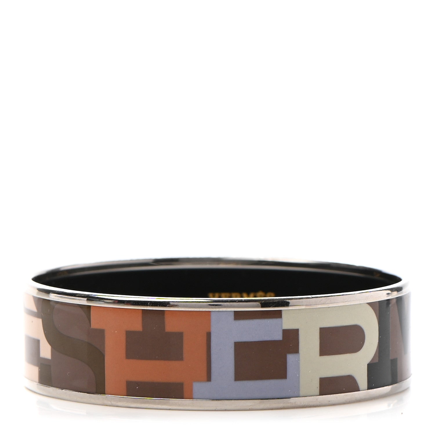Hermes Enamel Wide Printed Capitales Bracelet 65 1 of 5