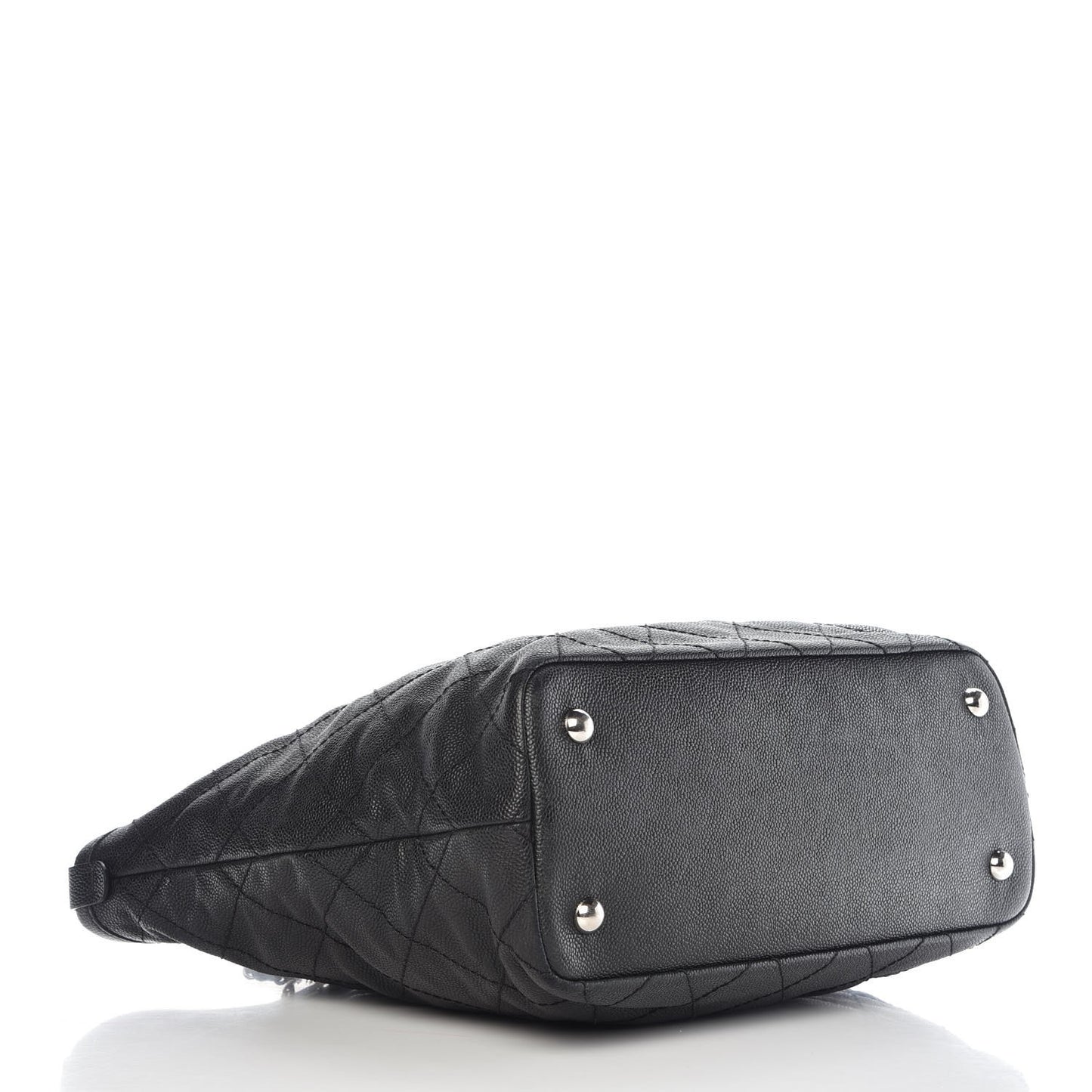 Grained Calfskin Quilted Small Daily Shopping Tote Black