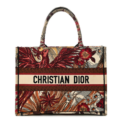 Christian Dior Canvas Embroidered Phoenix Medium Book Tote Red Multicolor 1 of 13