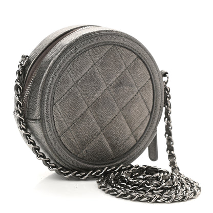 Chanel Metallic Caviar Quilted Round Filigree Crossbody Dark Silver 3 of 10