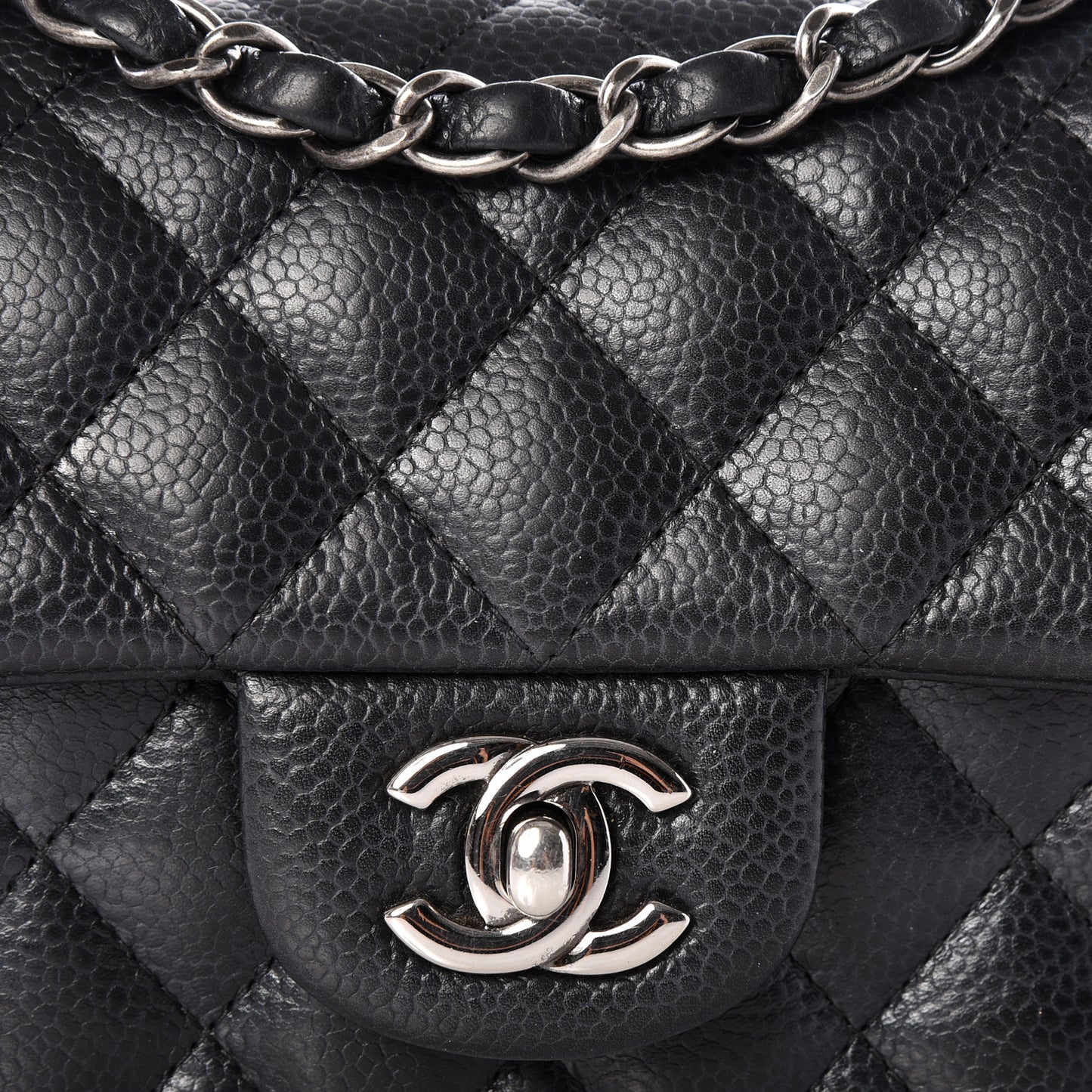 Caviar Quilted Mini Rectangular Flap Black