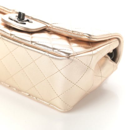 Chanel Metallic Lambskin Quilted Mini Rectangular Flap Gold Black 10 of 10